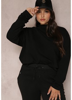 Czarna Bluzka z Półgolfem Zdobionym Haftem Savku ze sklepu Renee odzież w kategorii Swetry damskie - zdjęcie 144605616
