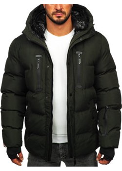 Khaki pikowana kurtka męska zimowa Denley 5M771 ze sklepu Denley w kategorii Kurtki męskie - zdjęcie 144615165