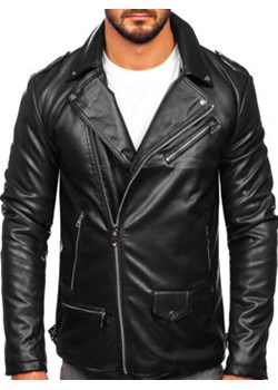 Czarna ramoneska kurtka skórzana męska Denley 11Z8014 ze sklepu Denley w kategorii Kurtki męskie - zdjęcie 144615167