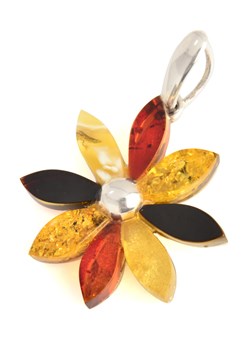 Wisior "Flower" z bursztynem w czterech kolorach ze sklepu Ambertic.pl w kategorii Zawieszki - zdjęcie 144621049