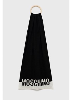 Moschino szalik z domieszką wełny kolor czarny wzorzysty ze sklepu ANSWEAR.com w kategorii Szaliki i chusty damskie - zdjęcie 144673669