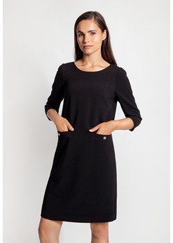 Czarna prosta sukienka z biżuteryjnymi guzikami ze sklepu Molton w kategorii Sukienki - zdjęcie 144686066
