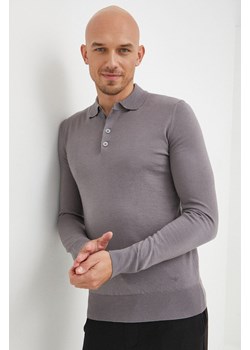 Emporio Armani sweter wełniany kolor szary ze sklepu ANSWEAR.com w kategorii Swetry męskie - zdjęcie 144730218