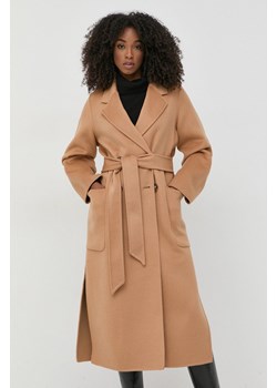 Ivy Oak płaszcz wełniany kolor brązowy przejściowy dwurzędowy ze sklepu ANSWEAR.com w kategorii Płaszcze damskie - zdjęcie 144745859
