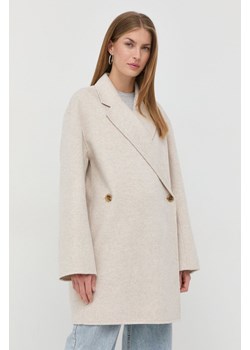 By Malene Birger płaszcz wełniany kolor beżowy przejściowy dwurzędowy ze sklepu ANSWEAR.com w kategorii Płaszcze damskie - zdjęcie 144745997