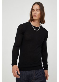 Bruuns Bazaar sweter wełniany męski kolor czarny lekki ze sklepu ANSWEAR.com w kategorii Swetry męskie - zdjęcie 144764787