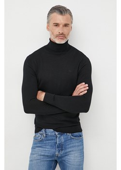 Calvin Klein sweter wełniany męski kolor czarny lekki z golferm ze sklepu ANSWEAR.com w kategorii Swetry męskie - zdjęcie 144764825