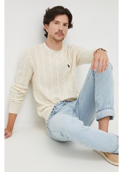Polo Ralph Lauren sweter męski kolor beżowy lekki ze sklepu ANSWEAR.com w kategorii Swetry męskie - zdjęcie 144765638