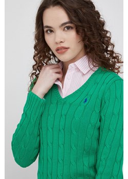 Polo Ralph Lauren sweter bawełniany damski kolor zielony lekki ze sklepu ANSWEAR.com w kategorii Swetry damskie - zdjęcie 144774255
