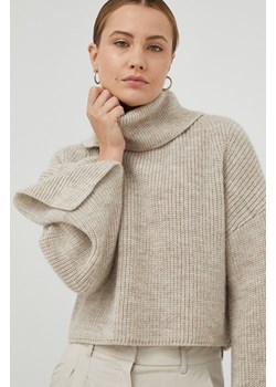 Herskind sweter wełniany damski kolor beżowy ciepły z golfem ze sklepu ANSWEAR.com w kategorii Swetry damskie - zdjęcie 144780639