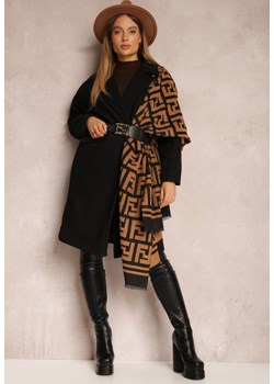 Czarny Płaszcz Dwurzędowy Długi Tadde ze sklepu Renee odzież w kategorii Płaszcze damskie - zdjęcie 144781188