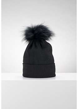 Czarna czapka z wełną z odpinanym pomponem ze sklepu Molton w kategorii Czapki zimowe damskie - zdjęcie 144802568