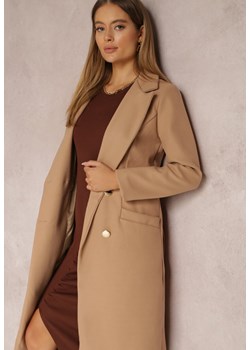 Beżowy Płaszcz Dwurzędowy z Paskiem Eunamia ze sklepu Renee odzież w kategorii Płaszcze damskie - zdjęcie 144829815