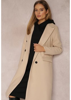 Jasnobeżowy Płaszcz Dwurzędowy Aminirn ze sklepu Renee odzież w kategorii Płaszcze damskie - zdjęcie 144829845