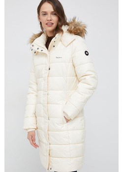 Pepe Jeans kurtka damska kolor beżowy zimowa ze sklepu ANSWEAR.com w kategorii Kurtki damskie - zdjęcie 144831897