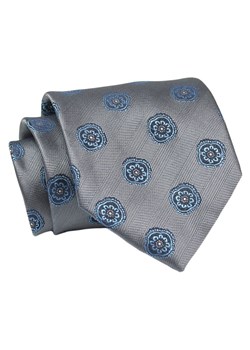 Klasyczny, Szeroki Krawat Męski CHATTIER - Popiel w Niebieskie Grochy KRCH1325 ze sklepu JegoSzafa.pl w kategorii Krawaty - zdjęcie 144928268