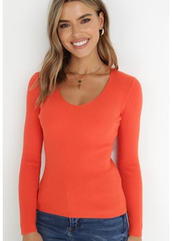 Pomarańczowy Sweter Prążkowany Tekko ze sklepu Born2be Odzież w kategorii Swetry damskie - zdjęcie 144941945