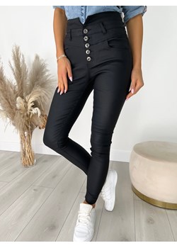 Czarne Woskowane Spodnie ze sklepu ModnaKiecka.pl w kategorii Spodnie damskie - zdjęcie 144944216