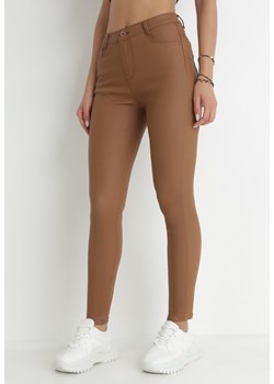 Brązowe Spodnie z Imitacji Skóry Skinny Dali ze sklepu Born2be Odzież w kategorii Spodnie damskie - zdjęcie 145033505