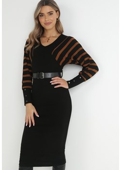 Czarno-Brązowa Sukienka Lagh ze sklepu Born2be Odzież w kategorii Sukienki - zdjęcie 145035695