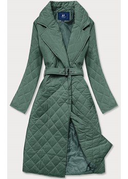 Pikowana kurtka z kołnierzem zielona (AG8-8010) ze sklepu goodlookin.pl w kategorii Płaszcze damskie - zdjęcie 145037526