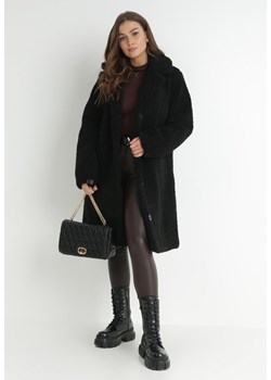Czarny Płaszcz Futrzany Teddy Gavi ze sklepu Born2be Odzież w kategorii Futra damskie - zdjęcie 145041477