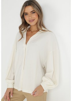Beżowa Koszula Oversize z Bufiastym Rękawem Sobliro ze sklepu Born2be Odzież w kategorii Koszule damskie - zdjęcie 145072268