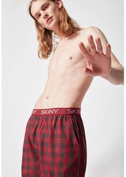 Spodnie męskie do spania w kratę Skiny bordowe 080511 ze sklepu piubiu_pl w kategorii Piżamy męskie - zdjęcie 145144198