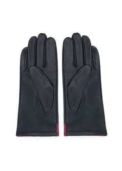 Damskie rękawiczki skórzane z koralikami czarno-różowe ze sklepu WITTCHEN w kategorii Rękawiczki damskie - zdjęcie 145154616