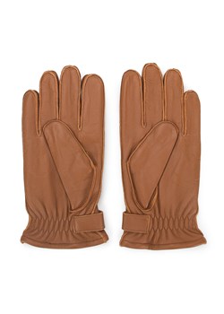 Męskie rękawiczki skórzane z ozdobnymi zatrzaskami brązowe ze sklepu WITTCHEN w kategorii Rękawiczki męskie - zdjęcie 145161886