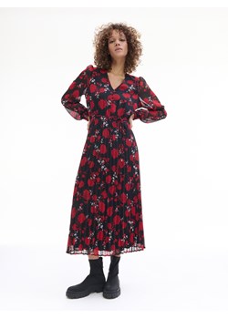 Reserved - Wzorzysta sukienka z plisami - Czerwony ze sklepu Reserved w kategorii Sukienki - zdjęcie 145162216