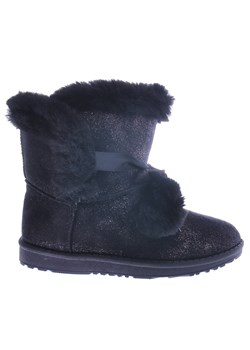 Czarne ocieplane botki dziewczęce z futerkiem /D8-2 12721 T280/ ze sklepu Pantofelek24.pl w kategorii Buty zimowe dziecięce - zdjęcie 145172915