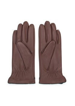 Damskie rękawiczki skórzane z obszyciem w kłos brązowe ze sklepu WITTCHEN w kategorii Rękawiczki damskie - zdjęcie 145173965