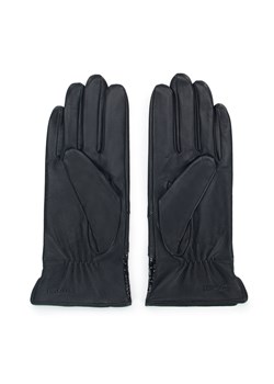 Damskie rękawiczki skórzane ze wstawką o fakturze egzotycznej skóry czarne ze sklepu WITTCHEN w kategorii Rękawiczki damskie - zdjęcie 145174055