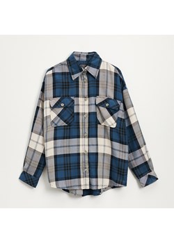Flanelowa koszula w kratę oversize niebieska - Granatowy ze sklepu House w kategorii Koszule damskie - zdjęcie 145177776