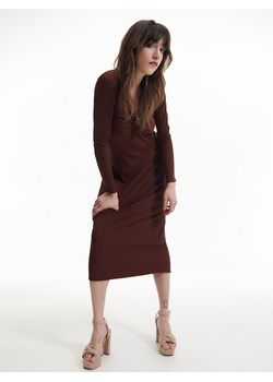 Reserved - Sukienka z prążkowanej dzianiny - Brązowy ze sklepu Reserved w kategorii Sukienki - zdjęcie 145209099