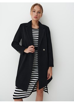 Mohito - Czarny płaszcz z dzianiny - Czarny ze sklepu Mohito w kategorii Płaszcze damskie - zdjęcie 145256236