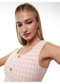 Mohito - Krótki tweedowy top - Różowy ze sklepu Mohito w kategorii Bluzki damskie - zdjęcie 145262838