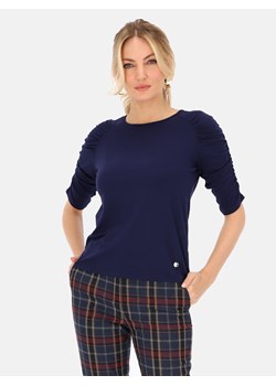 Granatowa bluzka z marszczeniami L'AF Romee ze sklepu Eye For Fashion w kategorii Bluzki damskie - zdjęcie 145416108