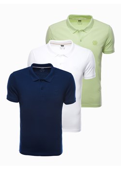 Zestaw koszulek bawełnianych polo 3-pak - mix V6 Z28 ze sklepu ombre w kategorii T-shirty męskie - zdjęcie 145525506