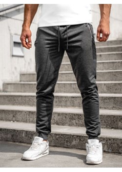 Grafitowe spodnie męskie joggery dresowe Denley JX5003A ze sklepu Denley w kategorii Spodnie męskie - zdjęcie 145753895