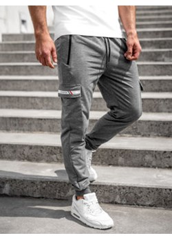 Antracytowe bojówki spodnie męskie joggery dresowe Denley JX5063A ze sklepu Denley w kategorii Spodnie męskie - zdjęcie 145753896