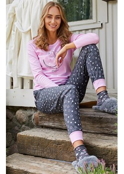 Piżama damska z długim rękawem i długimi nogawkami Antilia, Kolor różowy-wzór, Rozmiar S, Italian Fashion ze sklepu Intymna w kategorii Piżamy damskie - zdjęcie 145791809