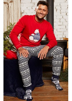 Świąteczna piżama męska z długim rękawem i długimi nogawkami Arktyka, Kolor czerwono-granatowy, Rozmiar S, Italian Fashion ze sklepu Intymna w kategorii Piżamy męskie - zdjęcie 145796365