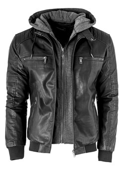 Zimowa kurtka skórzana na futrze YM-5553 czarna ze sklepu Risardi w kategorii Kurtki męskie - zdjęcie 145826856