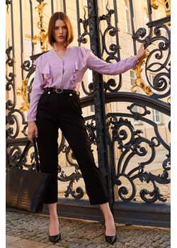 Eleganckie, czarne spodnie z ozdobnymi guzikami ze sklepu Greenpoint.pl w kategorii Spodnie damskie - zdjęcie 145837007