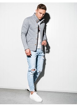 Bluza męska rozpinana bez kaptura - szara CARMELO ze sklepu ombre w kategorii Bluzy męskie - zdjęcie 145977856