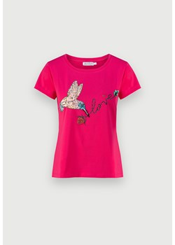Różowa bawełniana koszulka wyszywana koralikami ze sklepu Molton w kategorii Bluzki damskie - zdjęcie 145986136