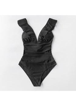 Jednoczęściowy strój kąpielowy monokini z falbankami - Czarny / XS ze sklepu Valetta.pl w kategorii Stroje kąpielowe - zdjęcie 146014048