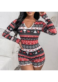 Jednoczęściowa piżama damska ze świątecznym motywem - Granatowy / S ze sklepu Valetta.pl w kategorii Piżamy damskie - zdjęcie 146018256